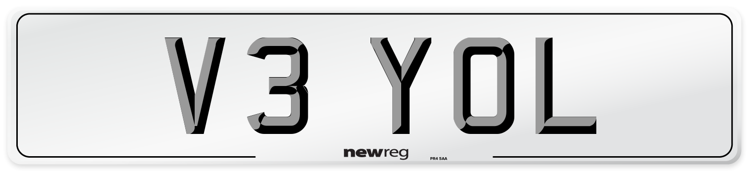 V3 YOL Number Plate from New Reg
